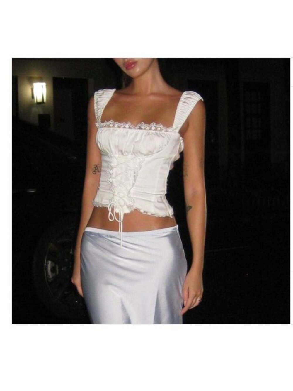 LIONESS Palmer Corset in Porcelain White Small New Womens Sleeveless Tank Top - Picture 15 of 15